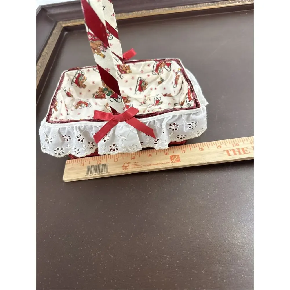 Super Cute Small Handmade Vintage Decorative Christmas Bear Sleigh Basket